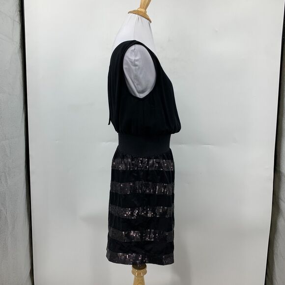 She Said... Sequin Cocktail Dress Womens S Small Black One Shoulder Banded Waist - Picture 4 of 15